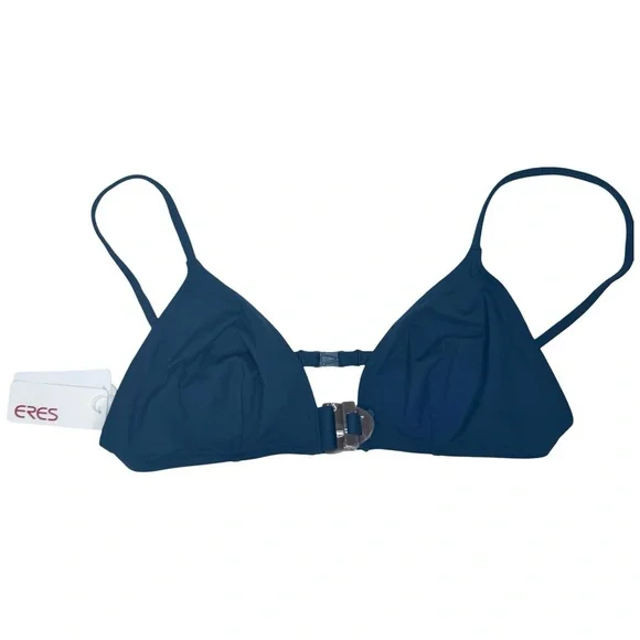 NWT ERES “Edge Cut” Triangle Bikini Top With Buckle Detail in Navy - Picture 3 of 16